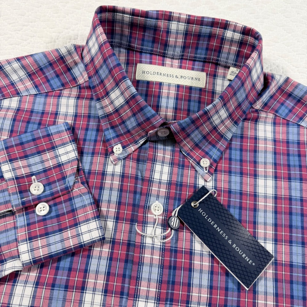 Holderness & Bourne The Andrews Shirt Plaid Button Down Tailored Fit‎ Men's XL